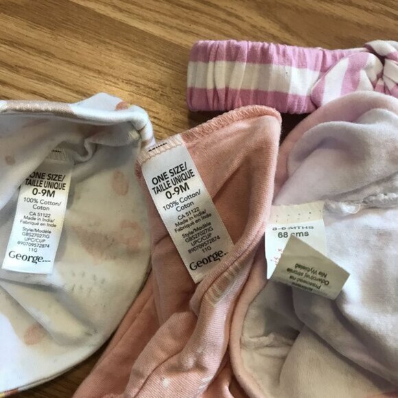 Adorable Baby Hats  Headbands Bundle Cotton 0-9M Lot - Picture 2 of 10